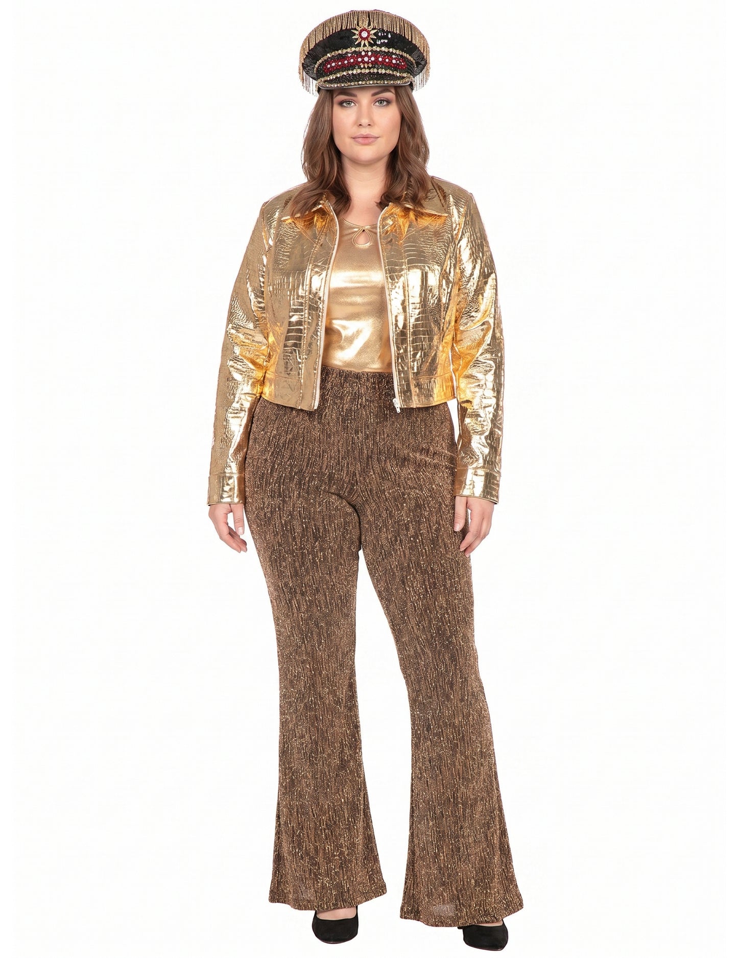 Fato de mulher croco metálico dourado