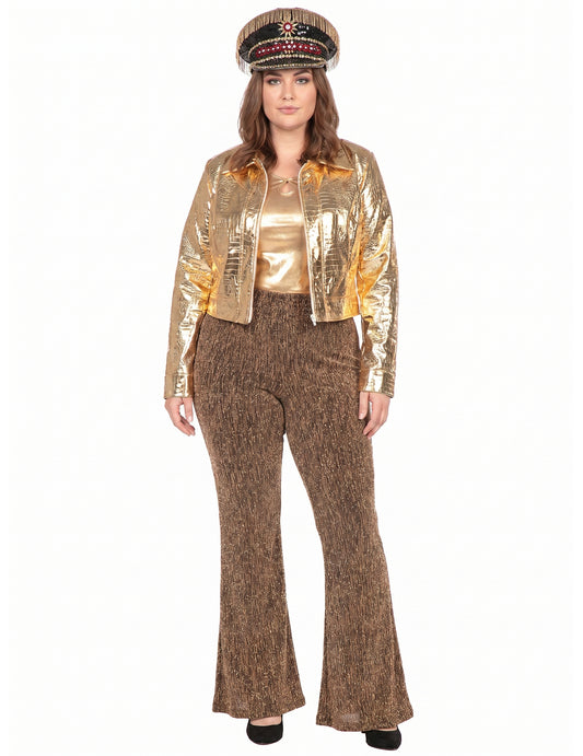 Fato de mulher croco metálico dourado