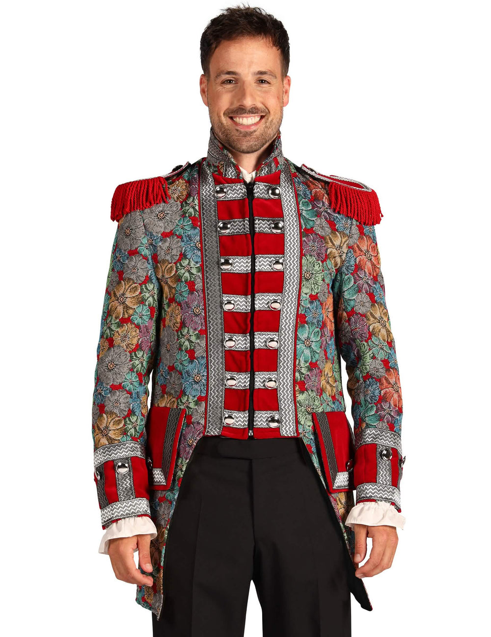Vue de face de la veste de carnaval homme motif floral haut de gamme