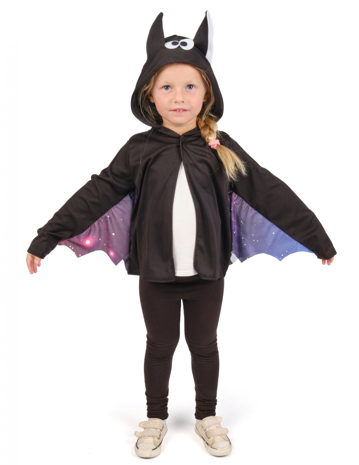 Veste de chauve-souris pour enfant noire et violette avec capuche à oreilles