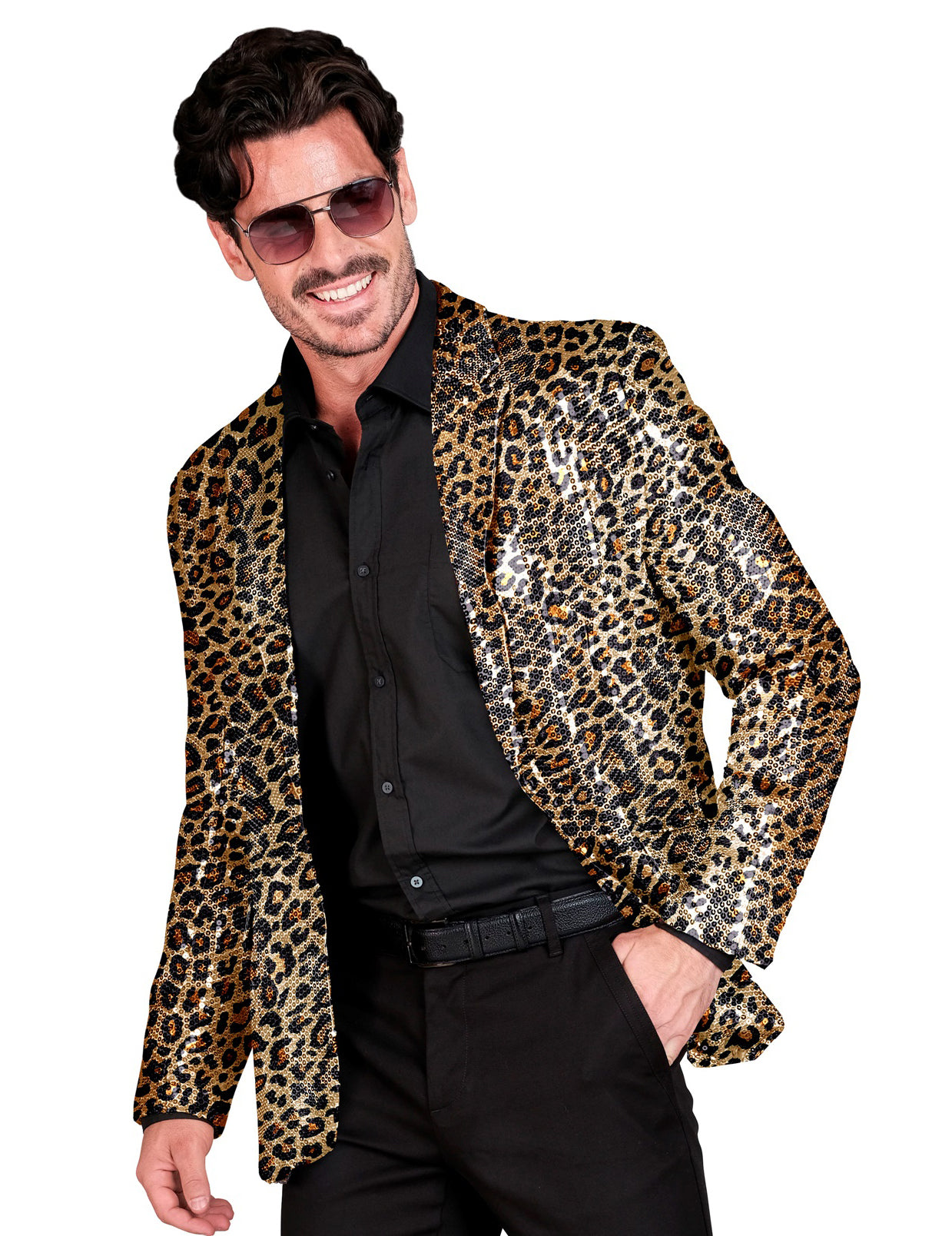 Casaco de lantejoulas de leopardo para adultos