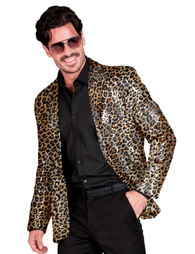 Casaco de lantejoulas de leopardo para adultos