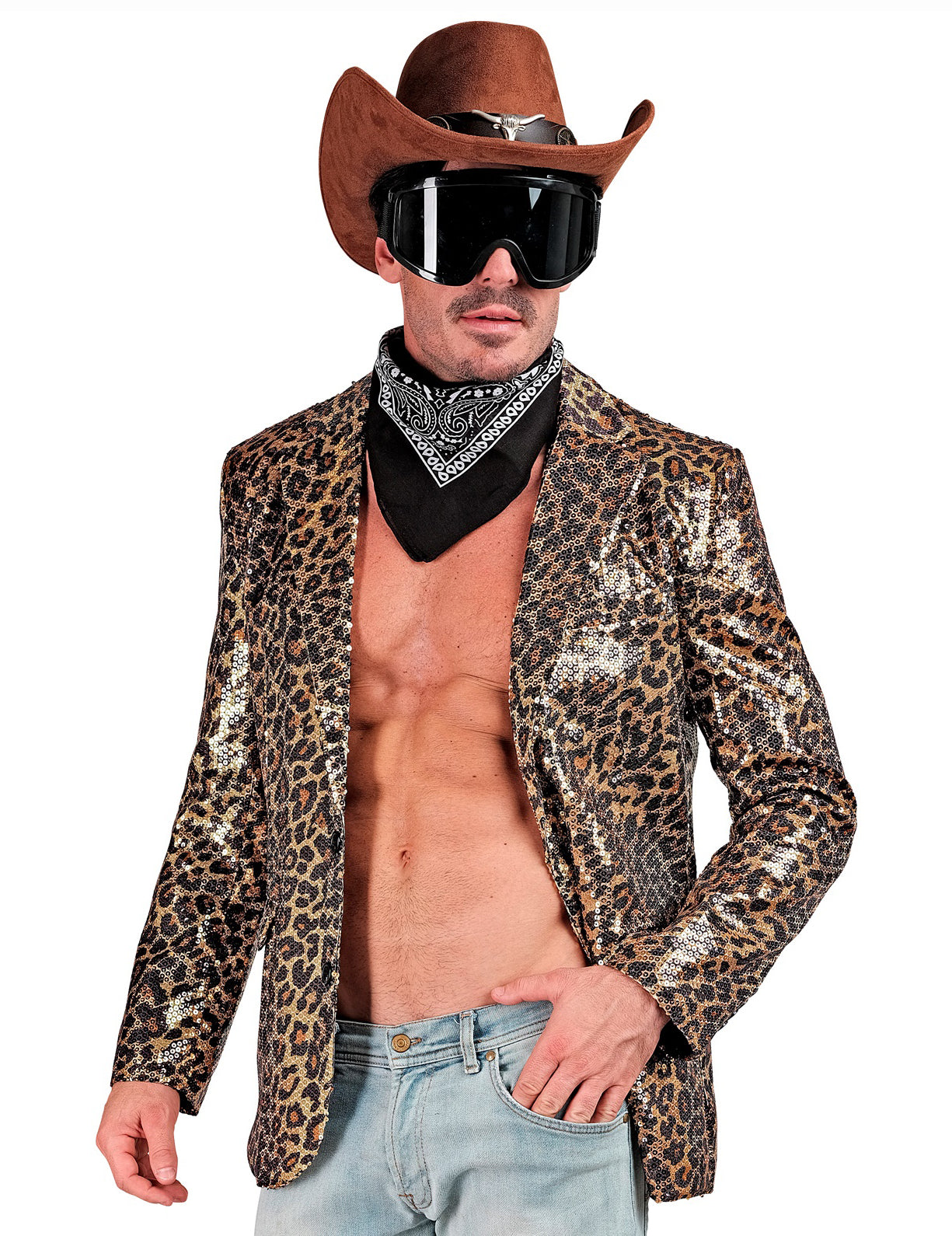 Casaco de lantejoulas de leopardo para adultos