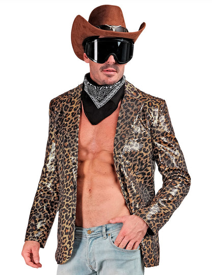 Casaco de lantejoulas de leopardo para adultos