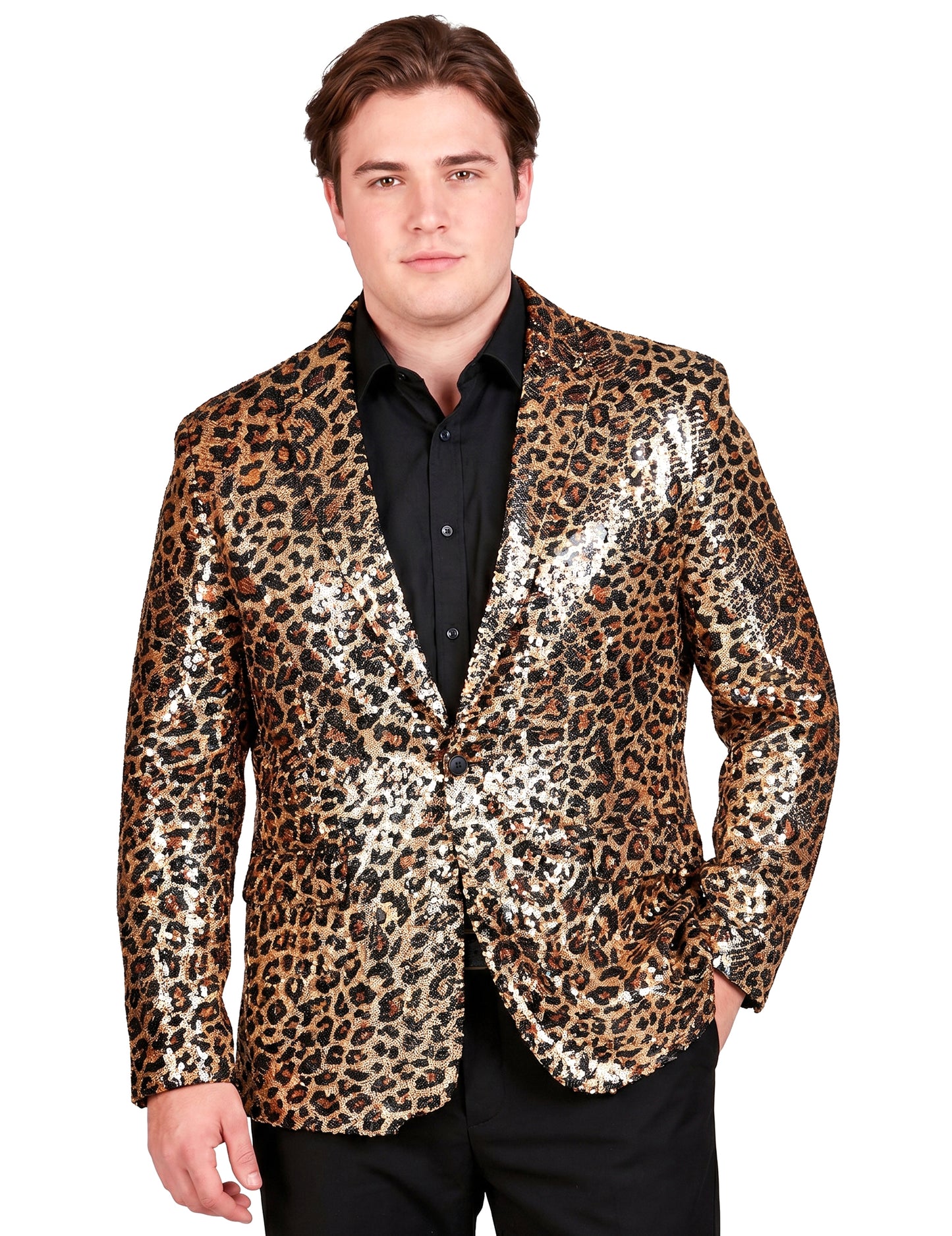 Casaco de lantejoulas de leopardo para adultos