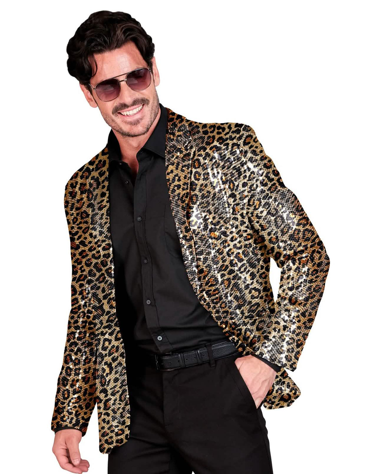 Casaco de lantejoulas de leopardo para adultos