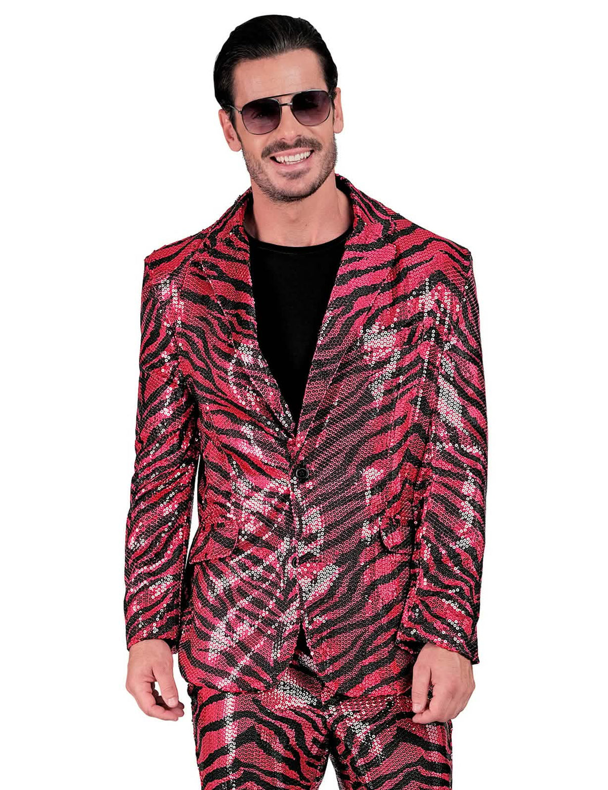 Casaco de zebra cor-de-rosa com lantejoulas para adultos