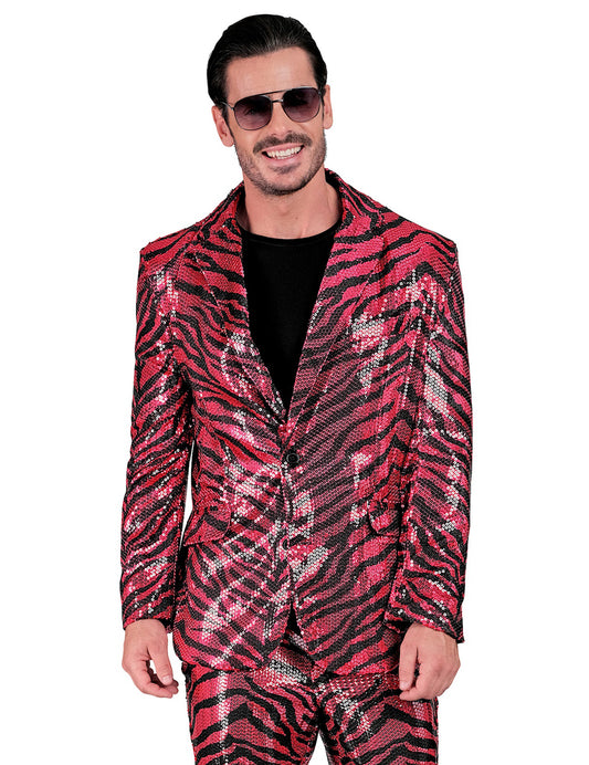 Casaco de zebra cor-de-rosa com lantejoulas para adultos