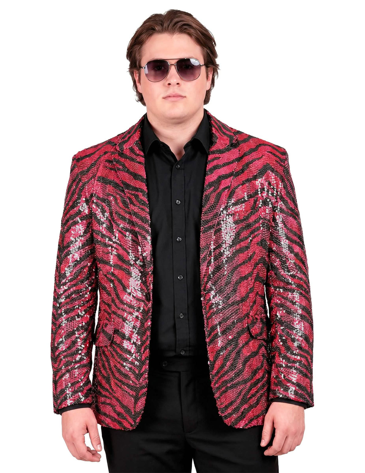 Casaco de zebra cor-de-rosa com lantejoulas para adultos