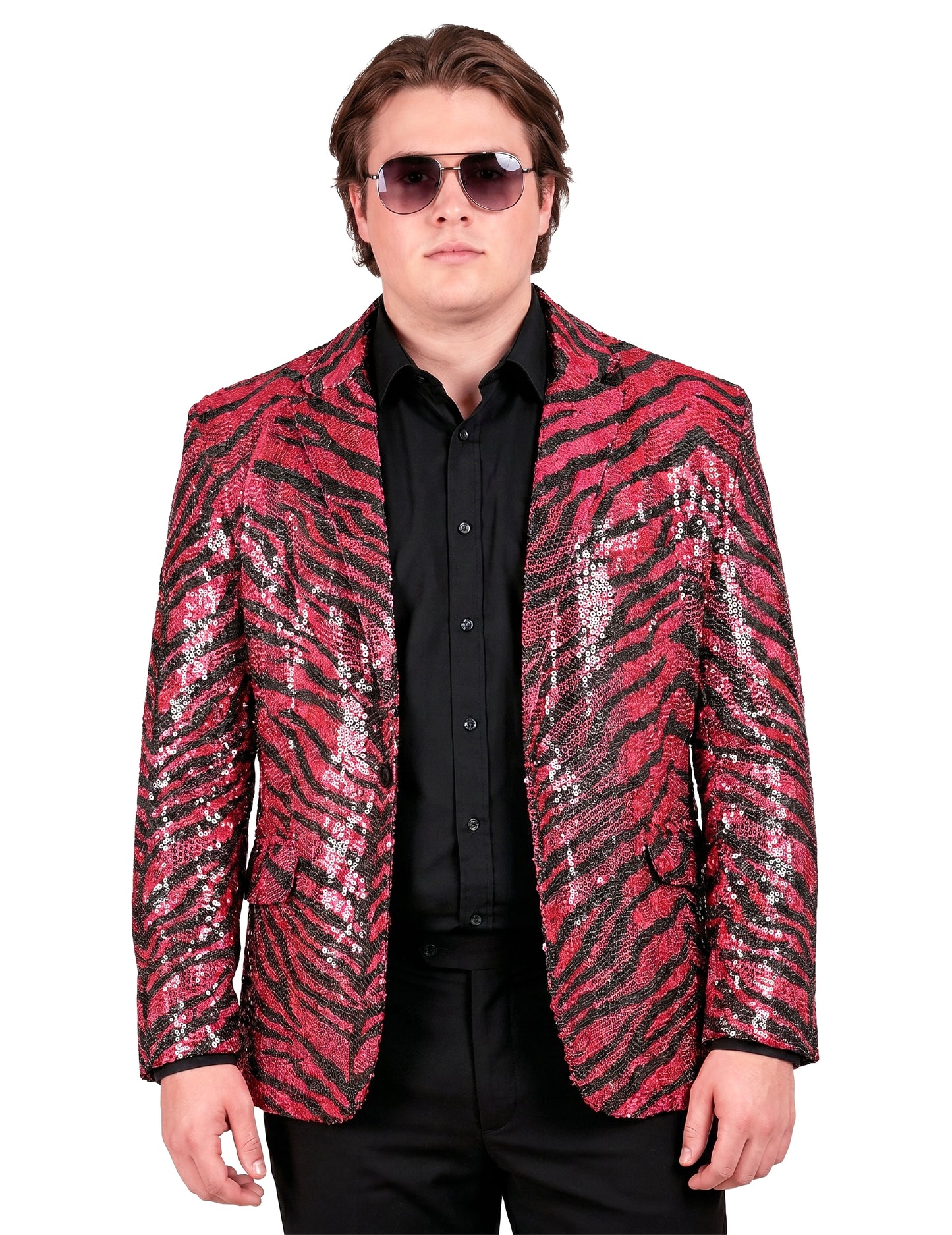 Casaco de zebra cor-de-rosa com lantejoulas para adultos