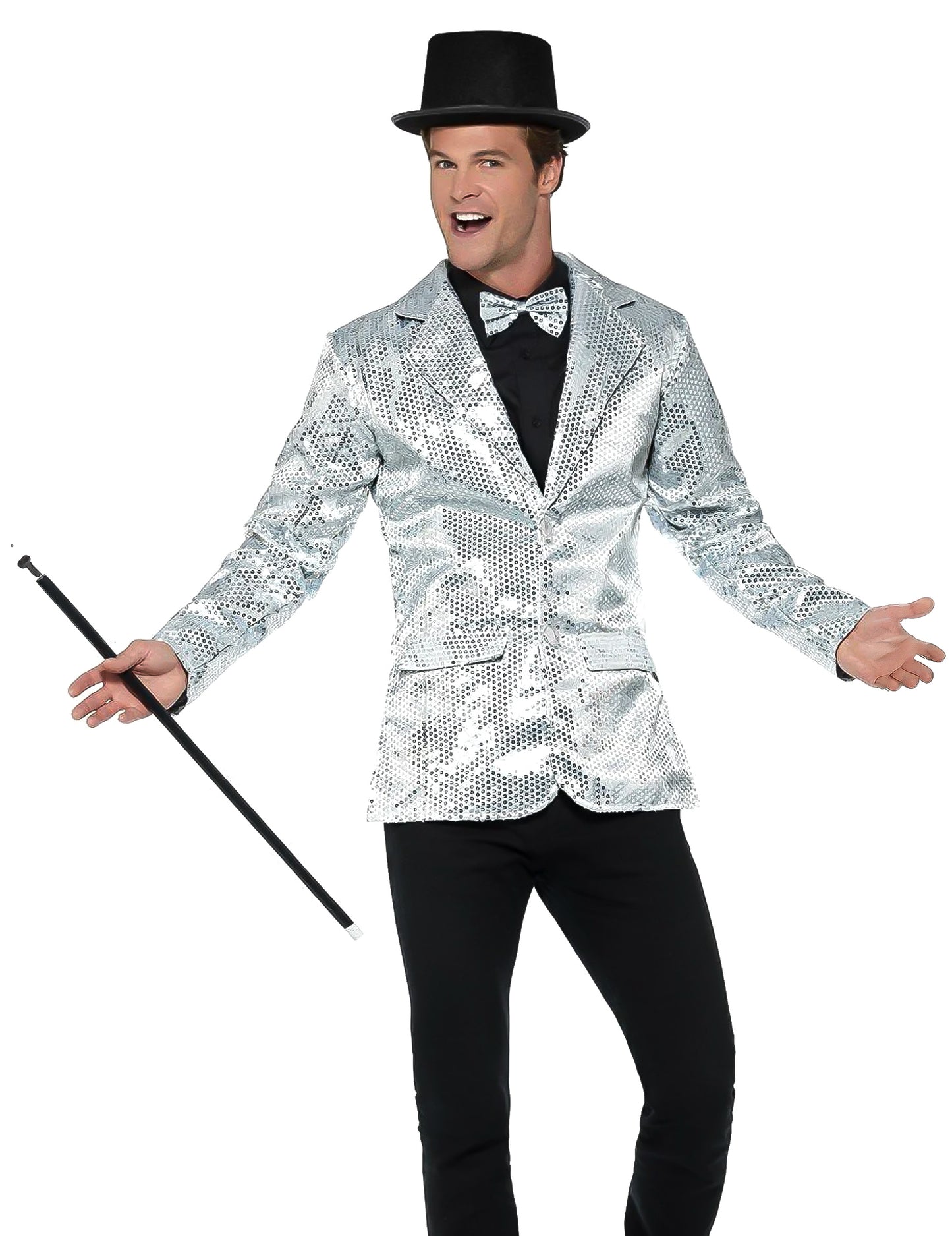 Veste disco à sequins luxe pour homme argent
