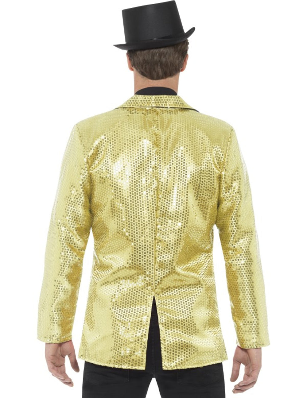 Vue de dos de la veste disco pour homme or à sequins luxe