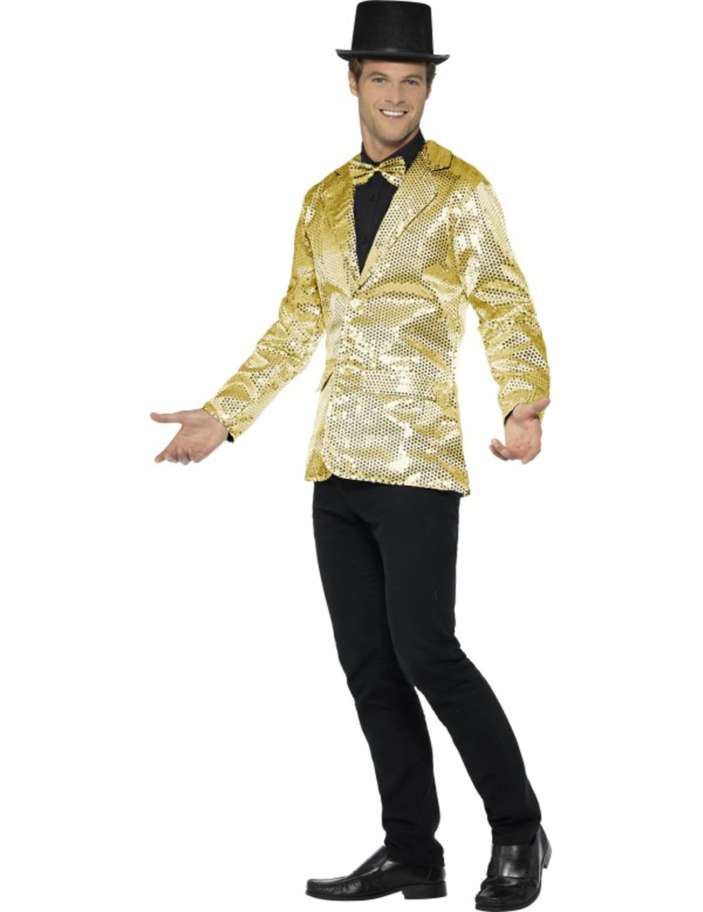 Vue de profil de la veste disco pour homme or à sequins luxe