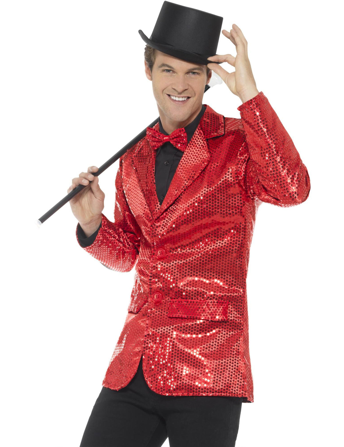 Veste disco luxe pour homme rouge à sequins