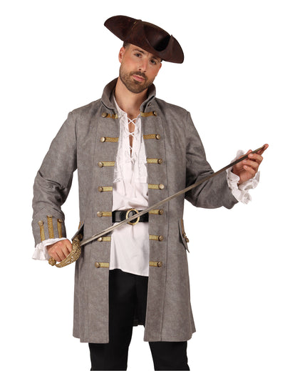 Casaco longo de pirata cinzento para homem