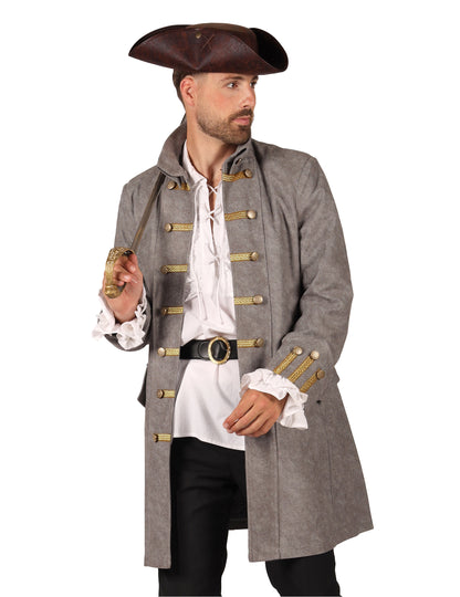 Casaco longo de pirata cinzento para homem