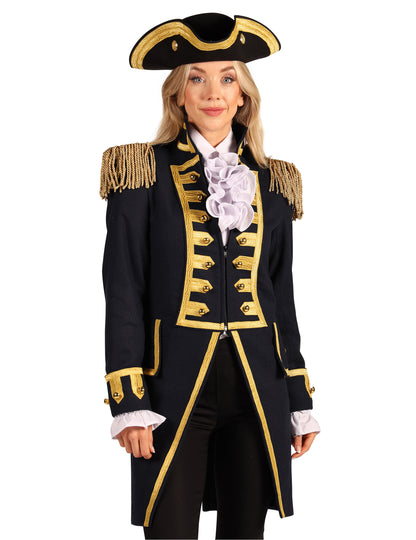 Casaco militar batalha de Waterloo azul-marinho para mulher