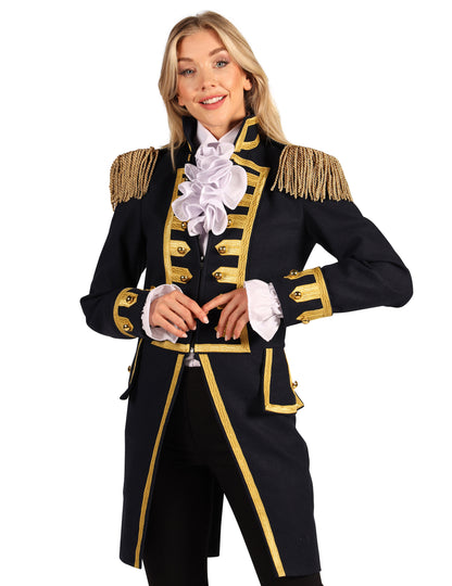 Casaco militar batalha de Waterloo azul-marinho para mulher
