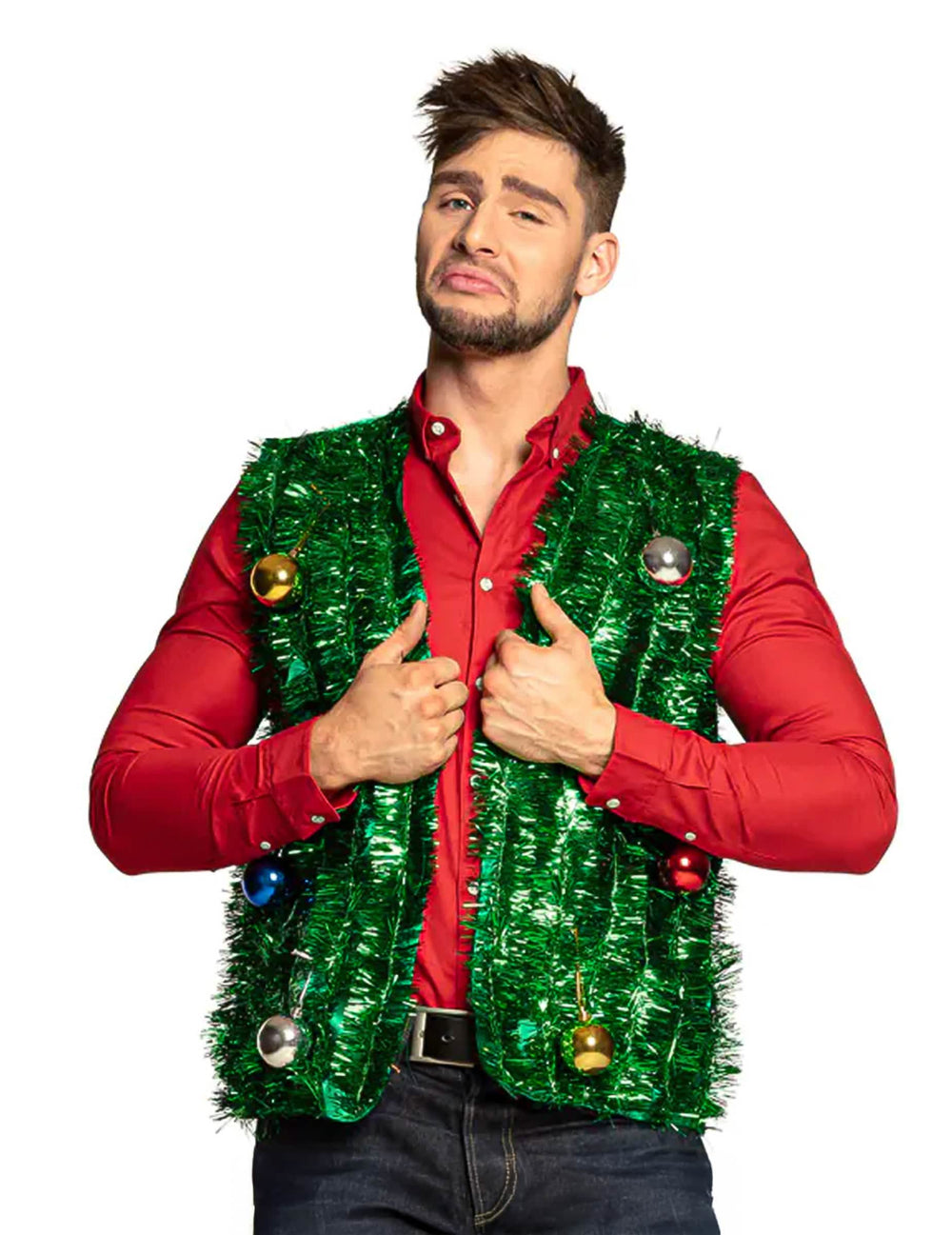 Casaco de natal com bolas para adulto verde