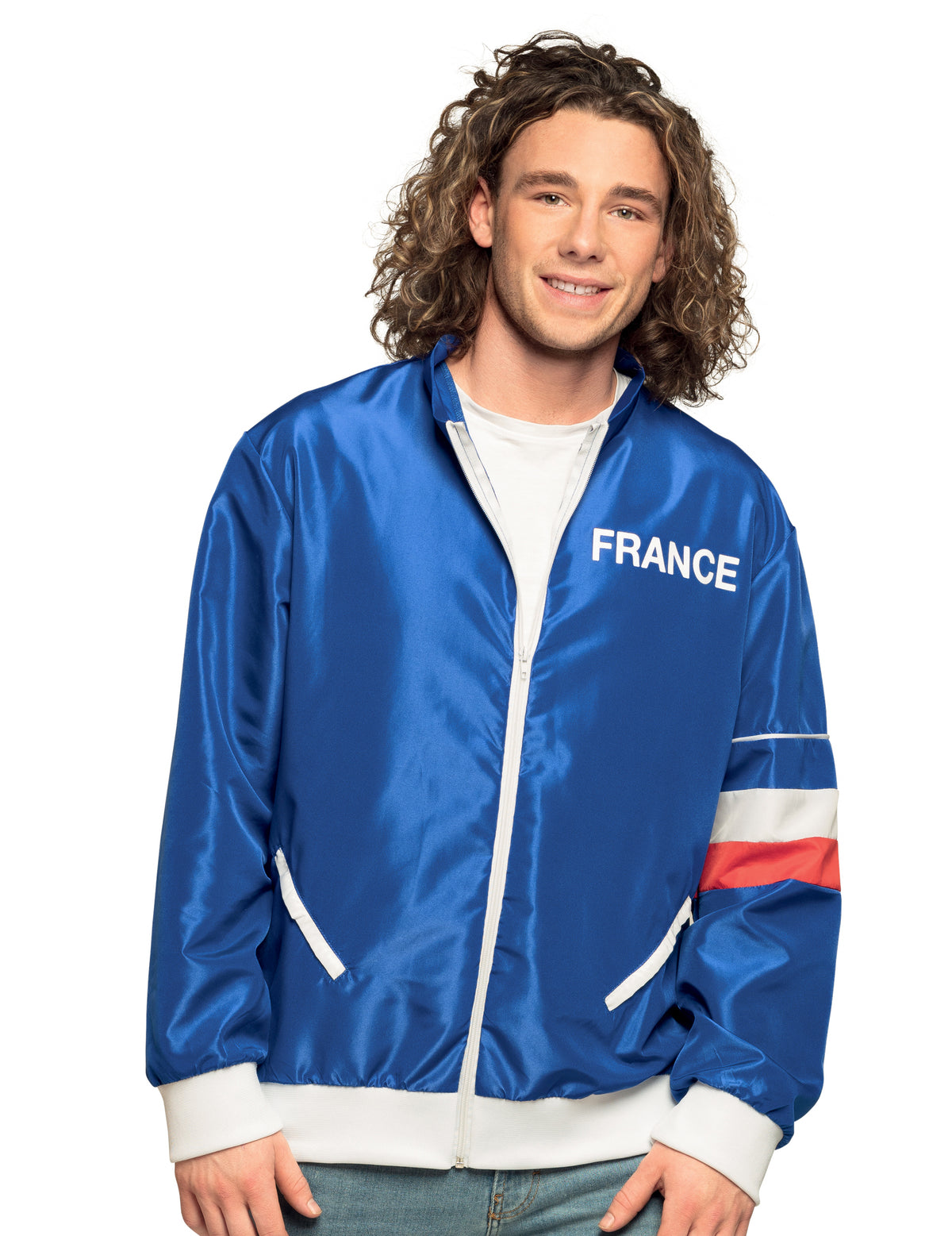 Veste supporter France pour homme bleue avec marquage France et bandes tricolores
