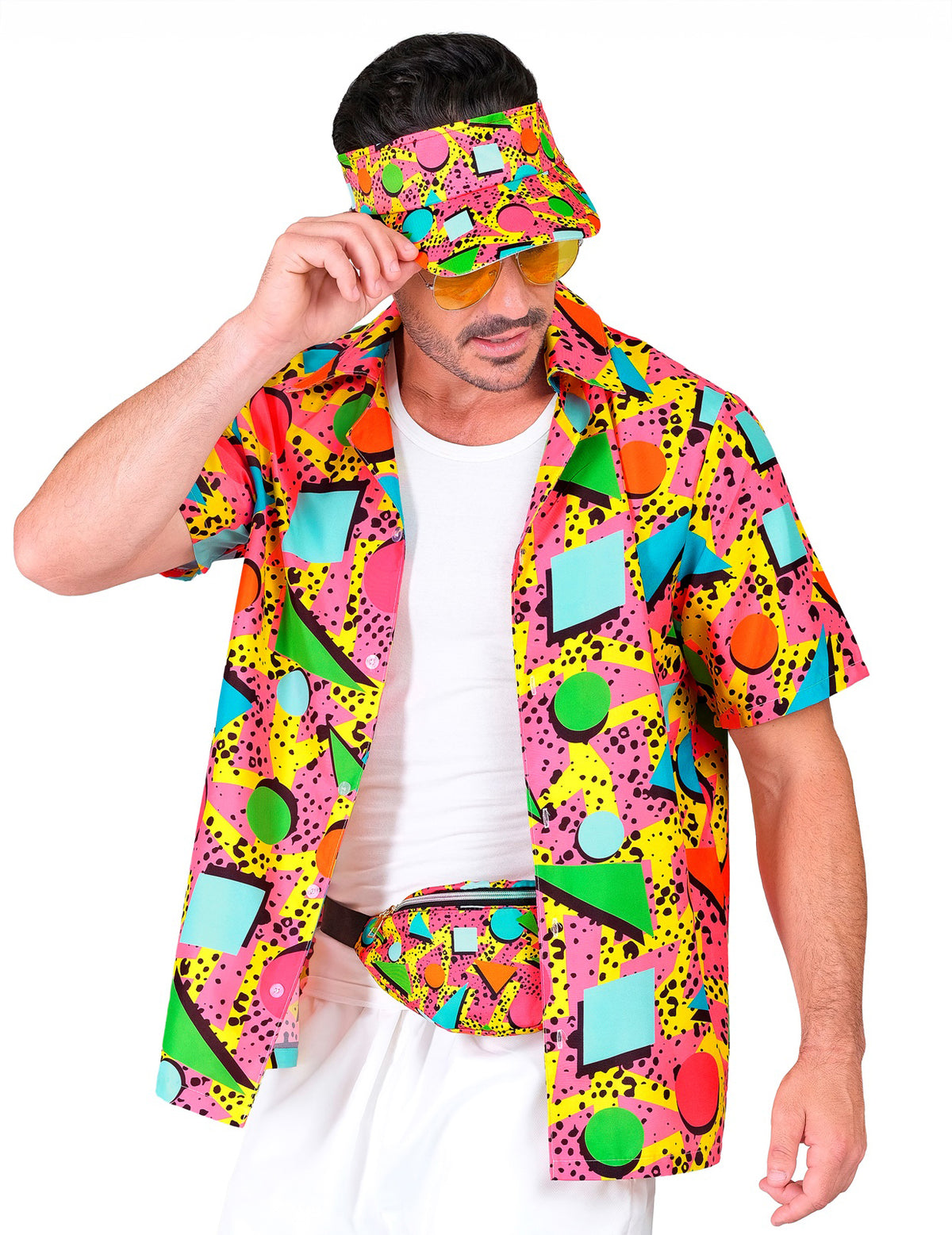 Vue de face de la visière et banane motifs années 90