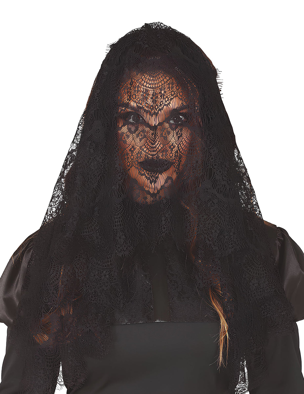 Voile mantille pour adulte noir en dentelle fine