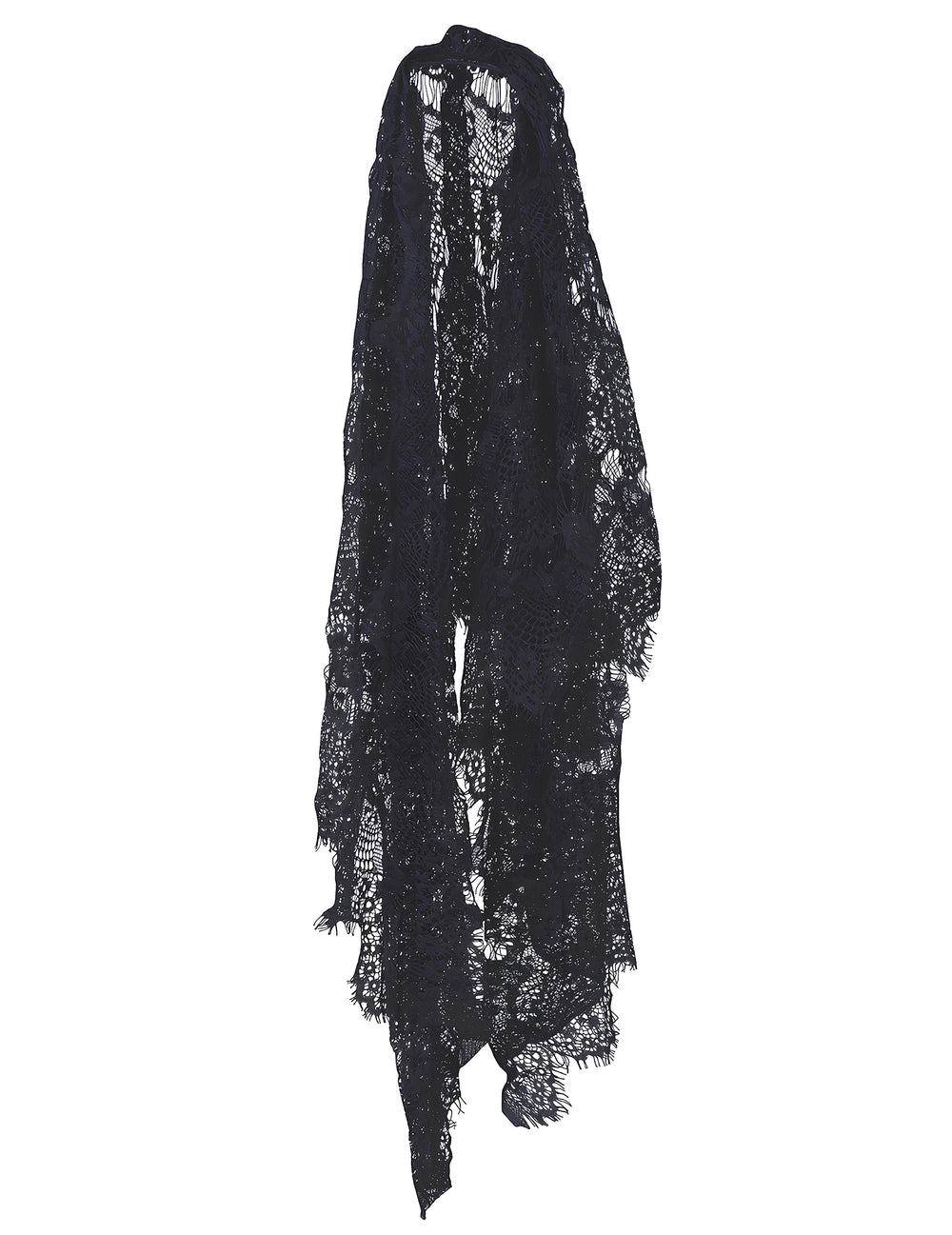 Vue de profil du voile mantille pour adulte noir
