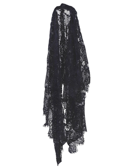 Vue de profil du voile mantille pour adulte noir