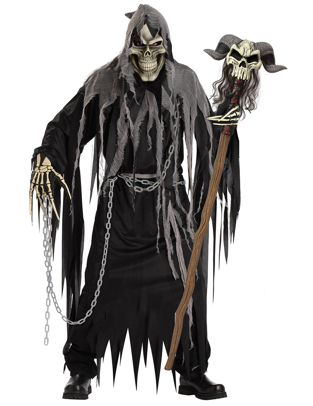 Mise en situation du sceptre de magicien sorcier avec crâne
