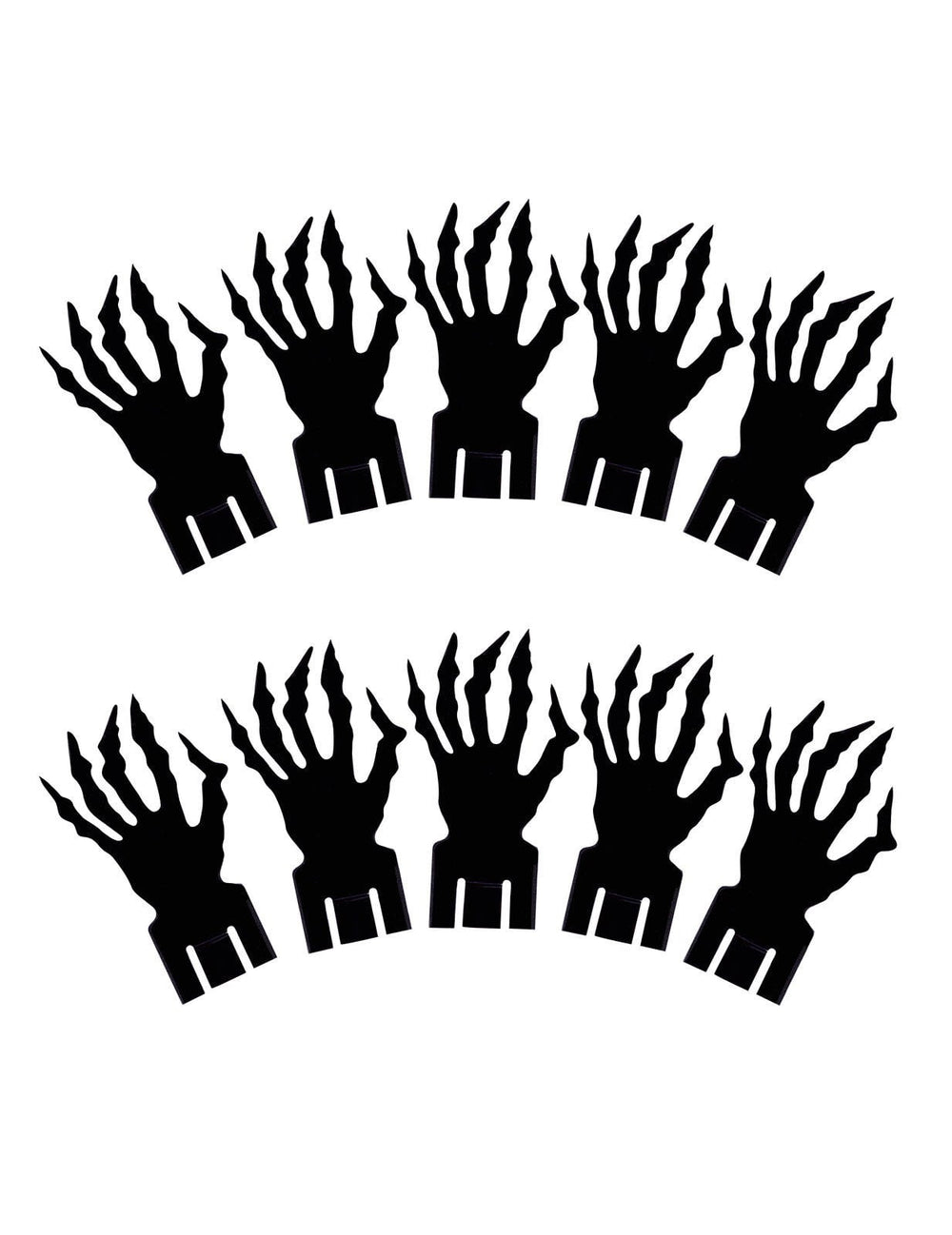 Décoration pour verres Halloween noir lot de 10 pièces en forme de mains griffues