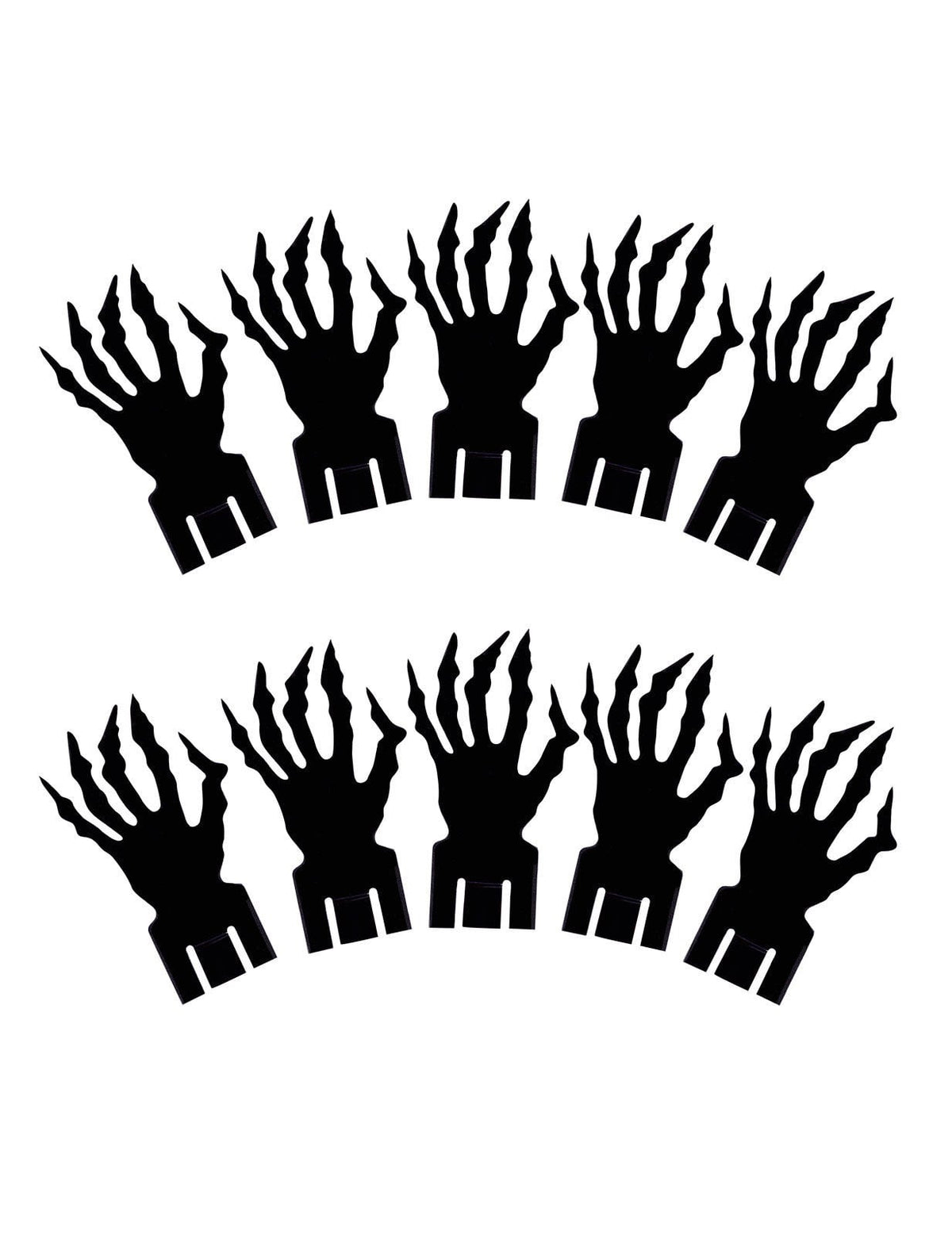Décoration pour verres Halloween noir lot de 10 pièces en forme de mains griffues